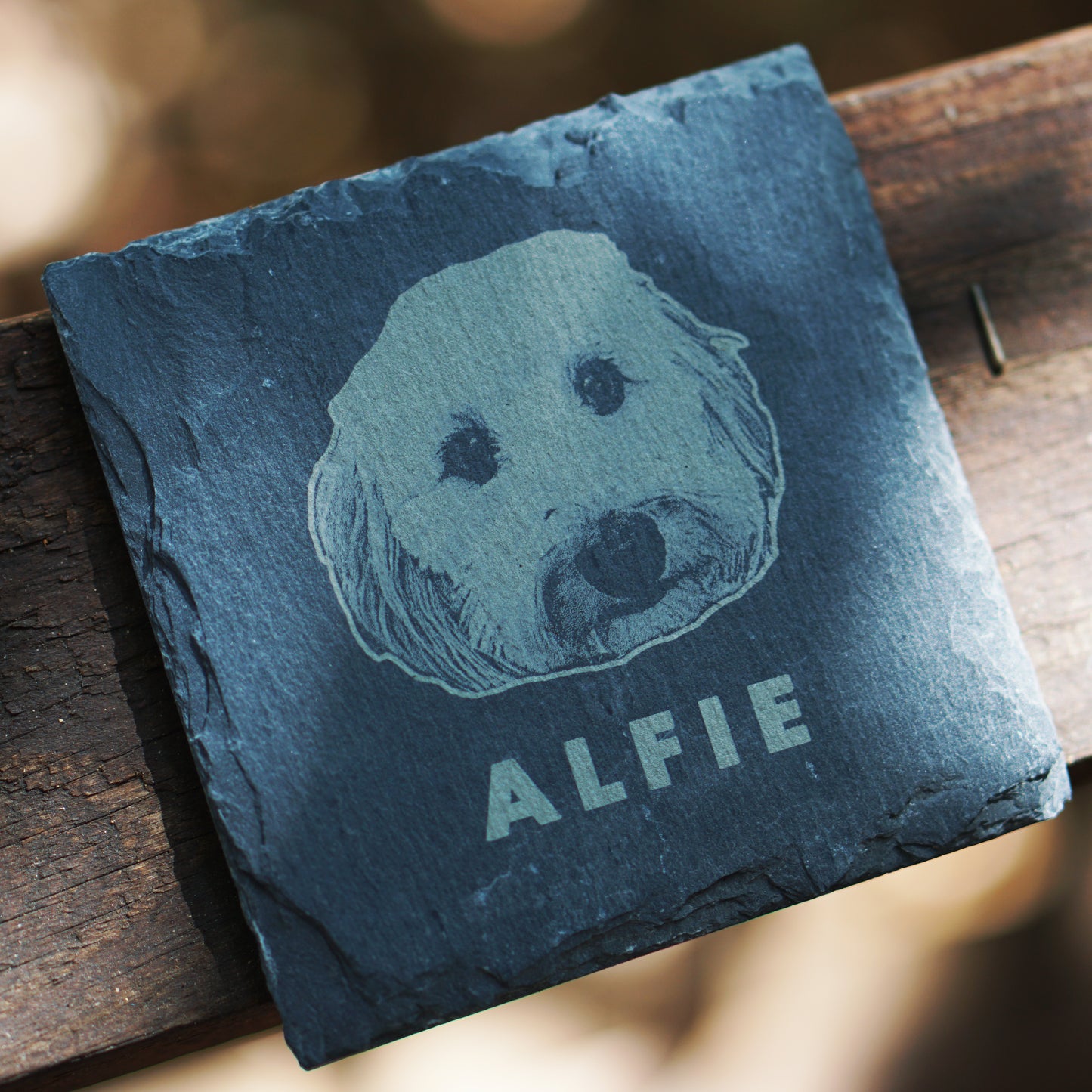 Custom Pet Portrait Coaster - Slate