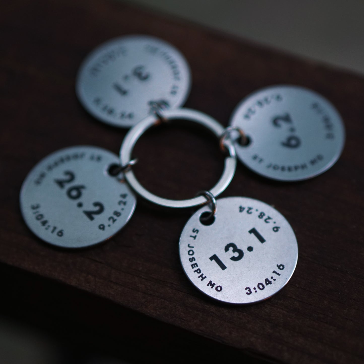 Custom Engraved Race Stats Keychain Pendant