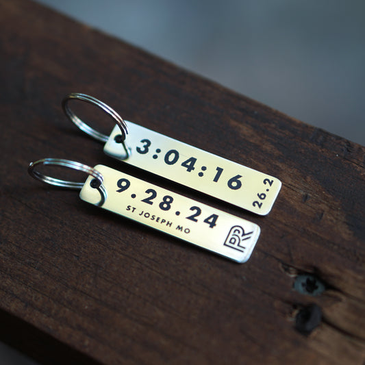 Custom Engraved Race Stats Bar Keychain