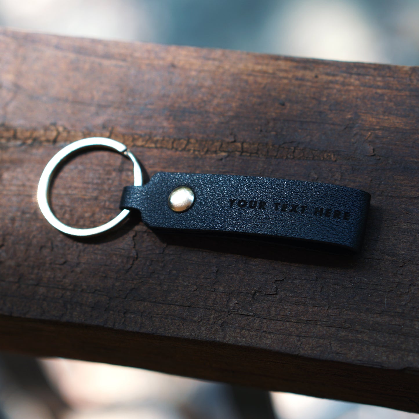 Custom Engraved Leather Keychain