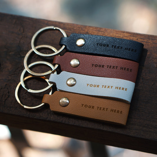 Custom Engraved Leather Keychain