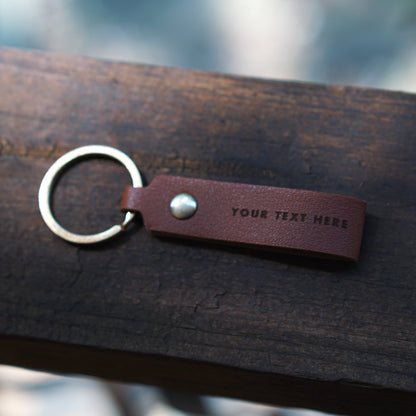 Custom Engraved Leather Keychain