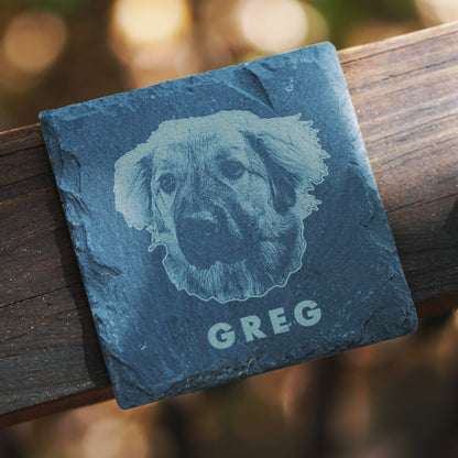 Custom Pet Portrait Coaster - Slate