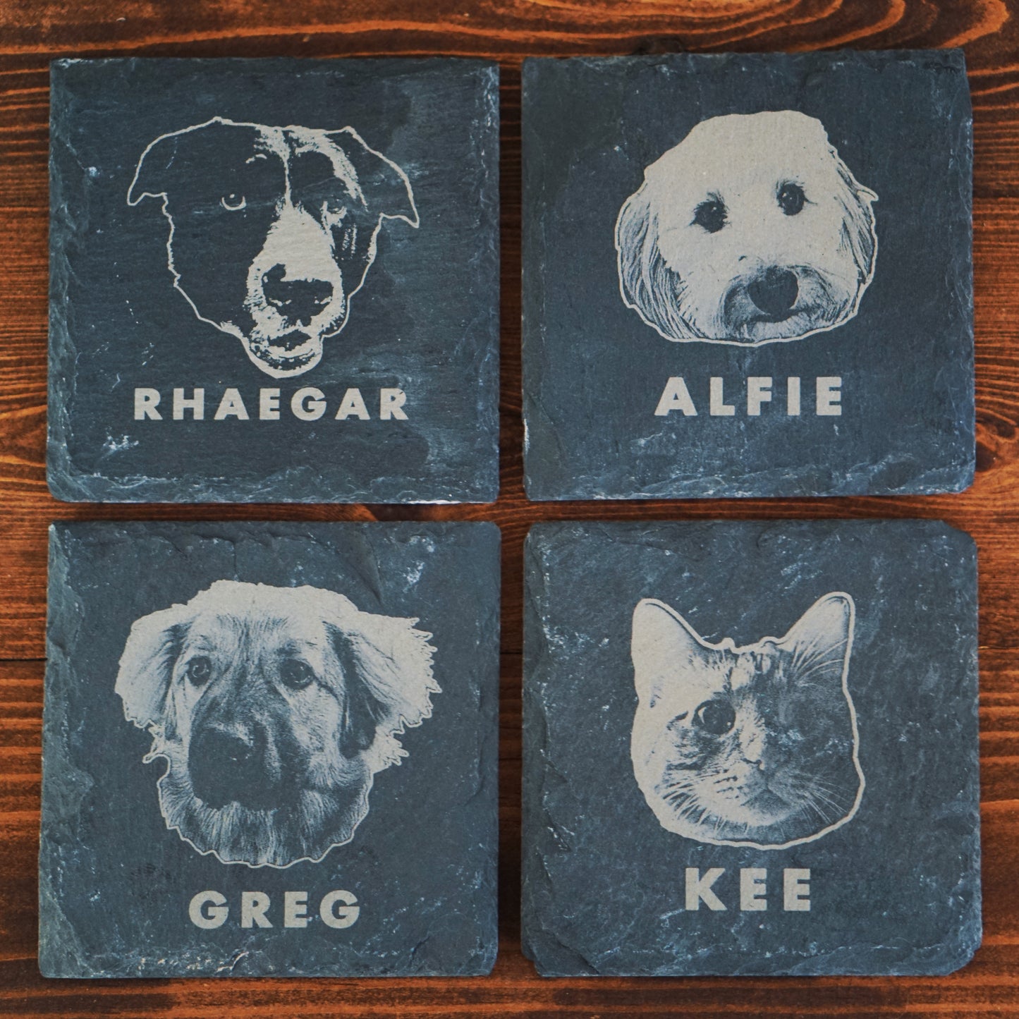 Custom Pet Portrait Coaster - Slate