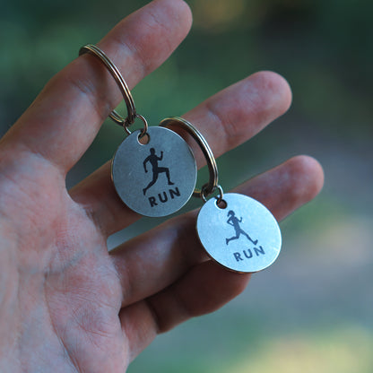 "RUN" Engraved Keychain Pendant