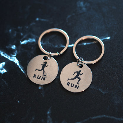 "RUN" Engraved Keychain Pendant